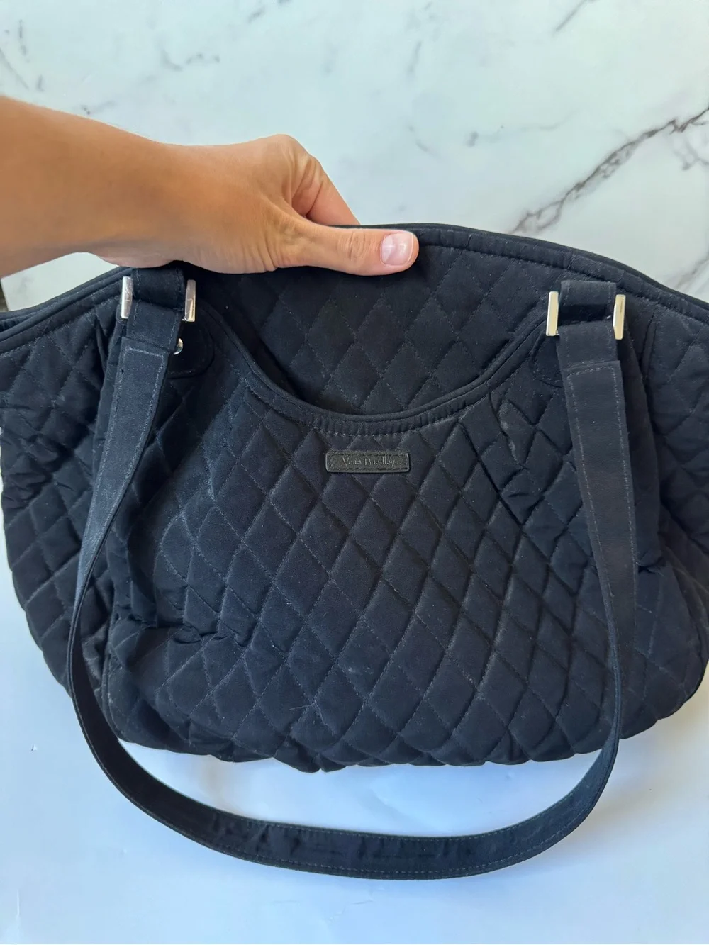 Vera Bradley Black Quilted Shoulder Tote